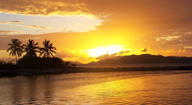 Golden sunset in the British Virgin Islands BVI