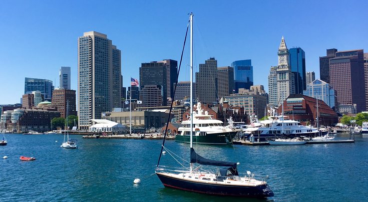 Boats in Boston Harbor in Massachusetts, New England