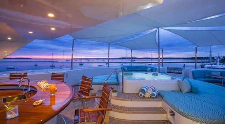 Deck lounge at sunset on Florida yacht