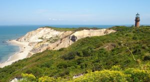 Lighthouse at Aquinnah (formerly Gay Head) on Martha's Vineyard of Cape Cod, Massachusetts