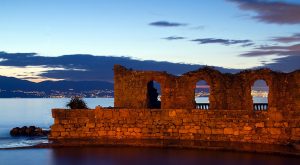 Red arched ruins on Istria, Croatia's peninsula with world class beaches
