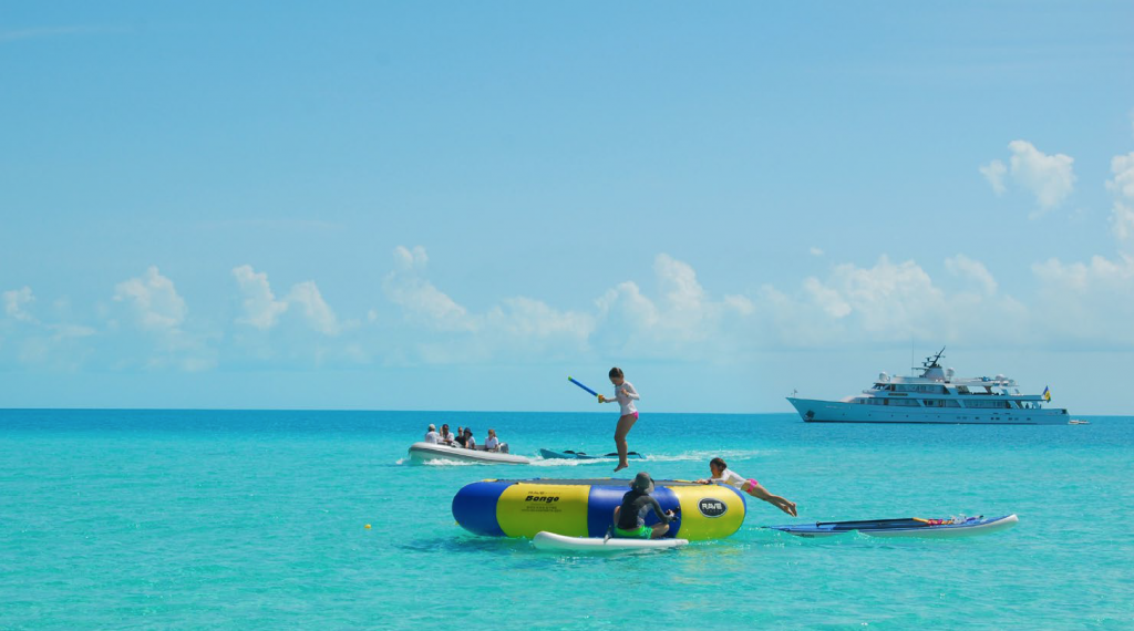 Trampoline toys on M/Y Big Eagle