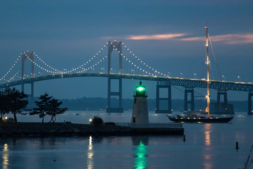 Newport Rhode Island bridge at night Photograph © Frank Ficken