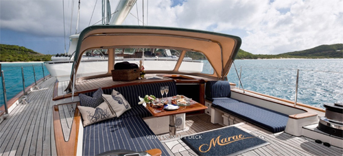 Aft deck view with champagne brunch