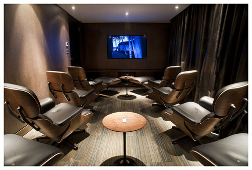 Private cinema onboard the AQUA MEKONG cruise on the Mekong River