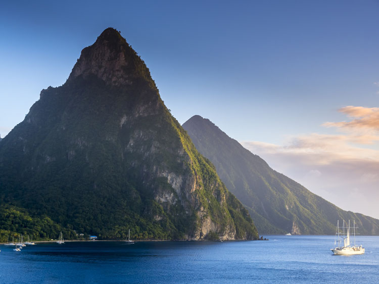 St. Lucia peaks in the Caribbean's Windward Islands w luxury yacht charter