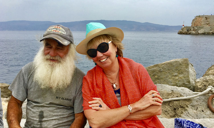 Carol Kent with crew member M/Y Glaros from Brooklyn, NY