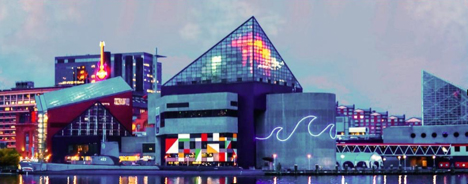 Downtown Baltimore on the harbor with city lights