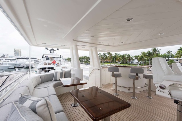 Aft deck bar on the 112 Westport motor yacht BOXER, Sue's Best in Show