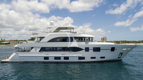 Main shot of The Rock, 120ft Ocean Alexander motor yacht