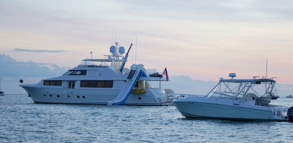 There is nothing lacking in the watertoy department with a brand New 40ft Intrepid, a 16ft dinghy, a wave-runner, a jetski, 2 paddleboards, a slide and a floating island.