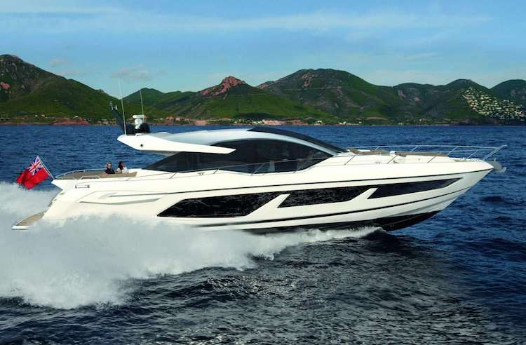 Main shot of 74ft-Sunseeker motor yacht STRATEGIC DREAMS at sea