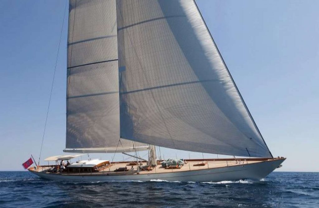 Main shot of 111ft sailing yacht AURELIUS III at sea