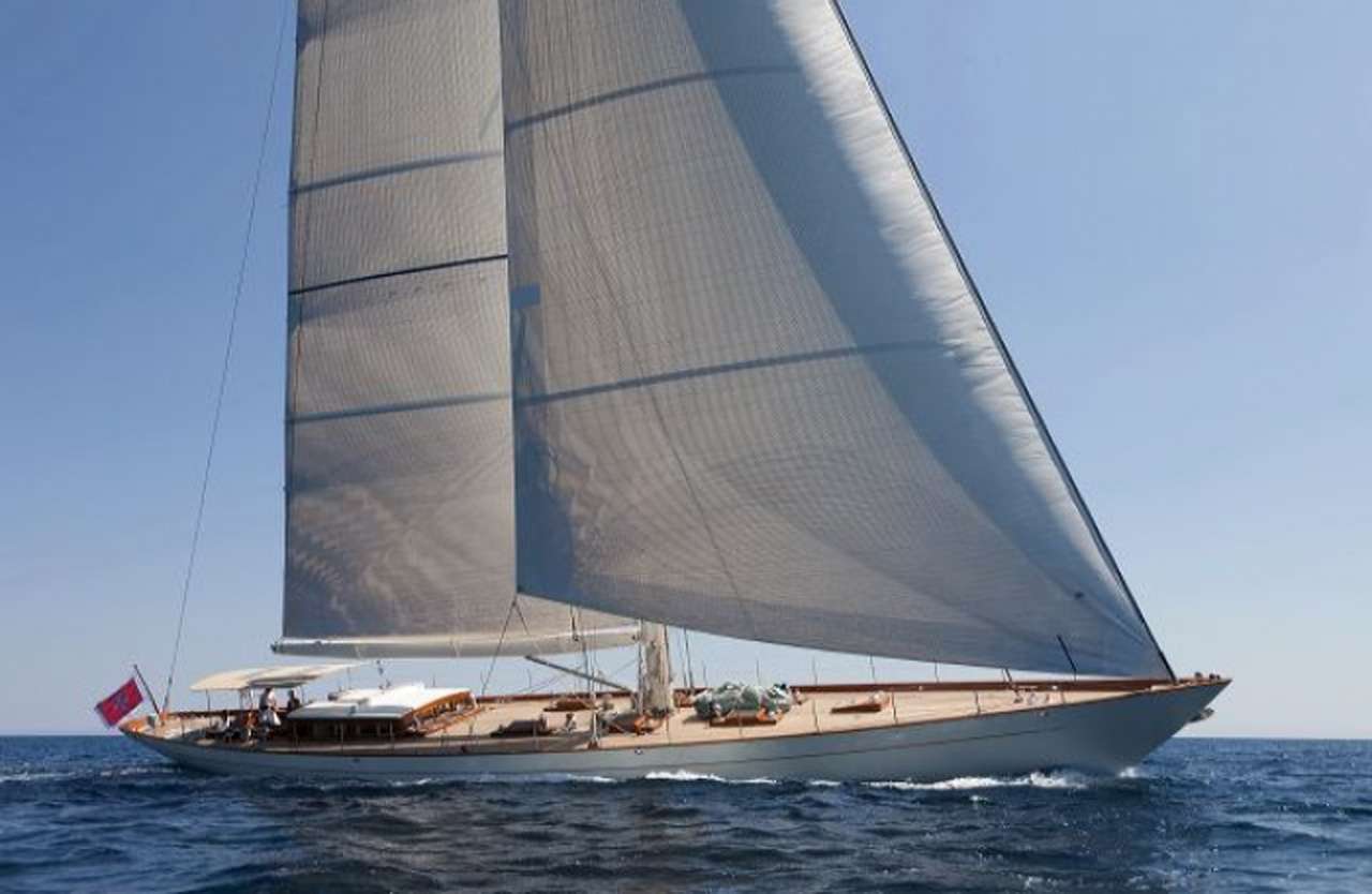 Main shot of 111ft sailing yacht AURELIUS III at sea