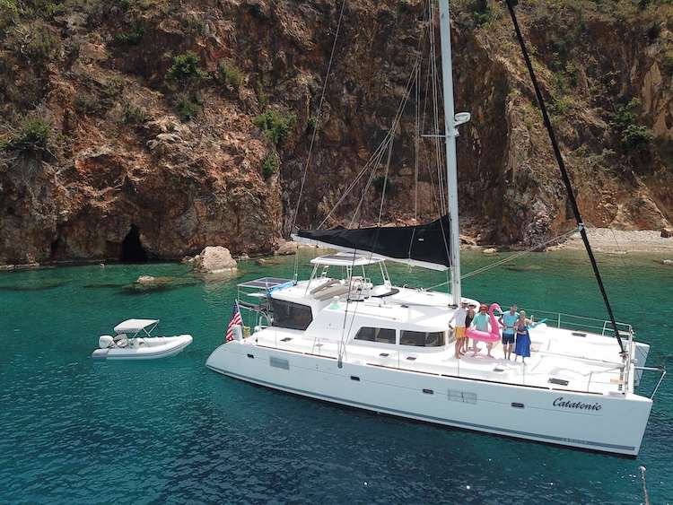 Main shot of award-winning 51ft Lagoon 500 sailing catamaran Catatonic