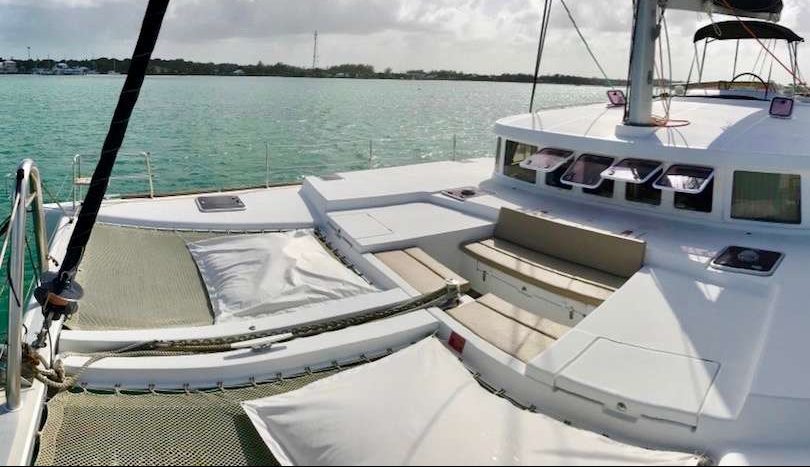 Trampoline space abounds on the 51ft Lagoon 500 sailing catamaran Catatonic