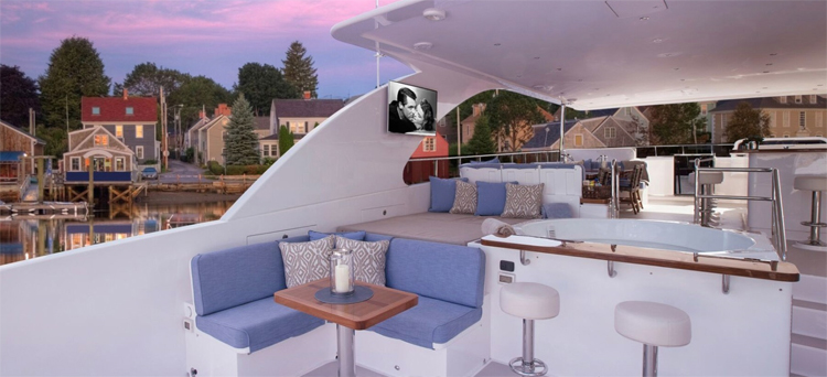 Quintessential New England fishing village viewed from the deck of the 116ft M/Y RENAISSANCE