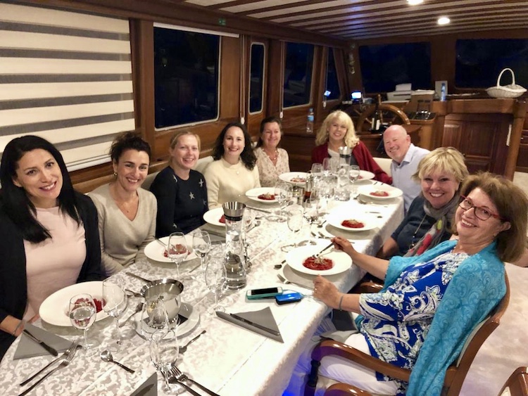 Happy yacht charter brokers getting to know motor sailors SAN LIMI and DOLCE VITA during Croatia famtrip