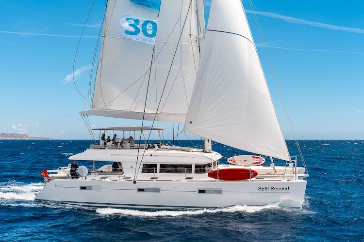62ft Lagoon sailing catamaran HUNTRESS (formerly TWIN FLAME) is one of many yachts available in The Bahamas