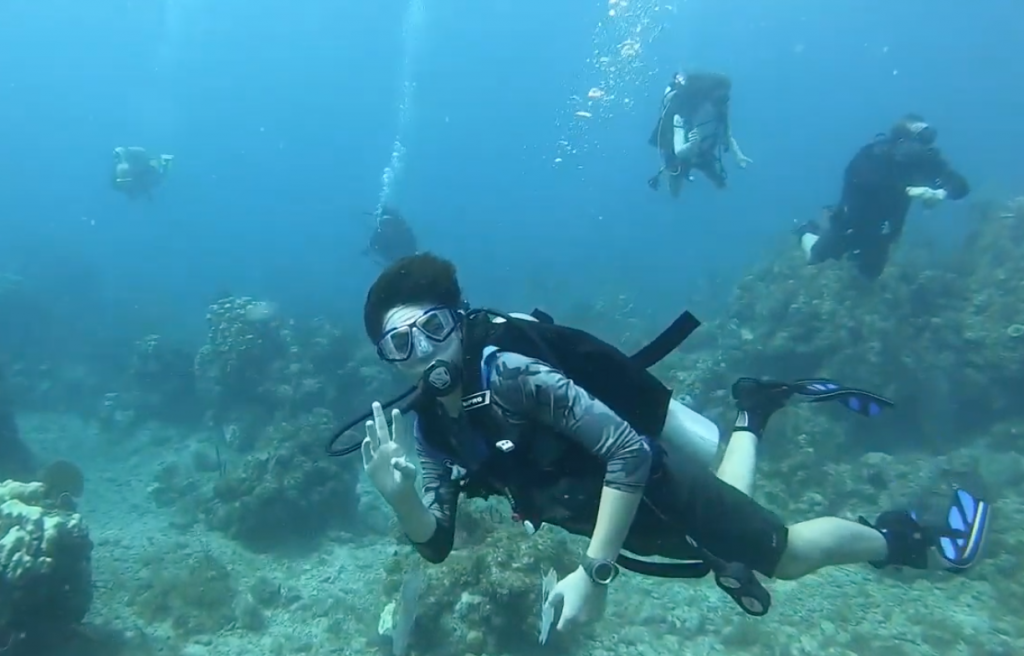 O'Shaugnessey Family SCUBA Diving Off 65ft S-Y LOLALITA with Capt. Gio. Photo by Capt. Gio in the Caribbean
