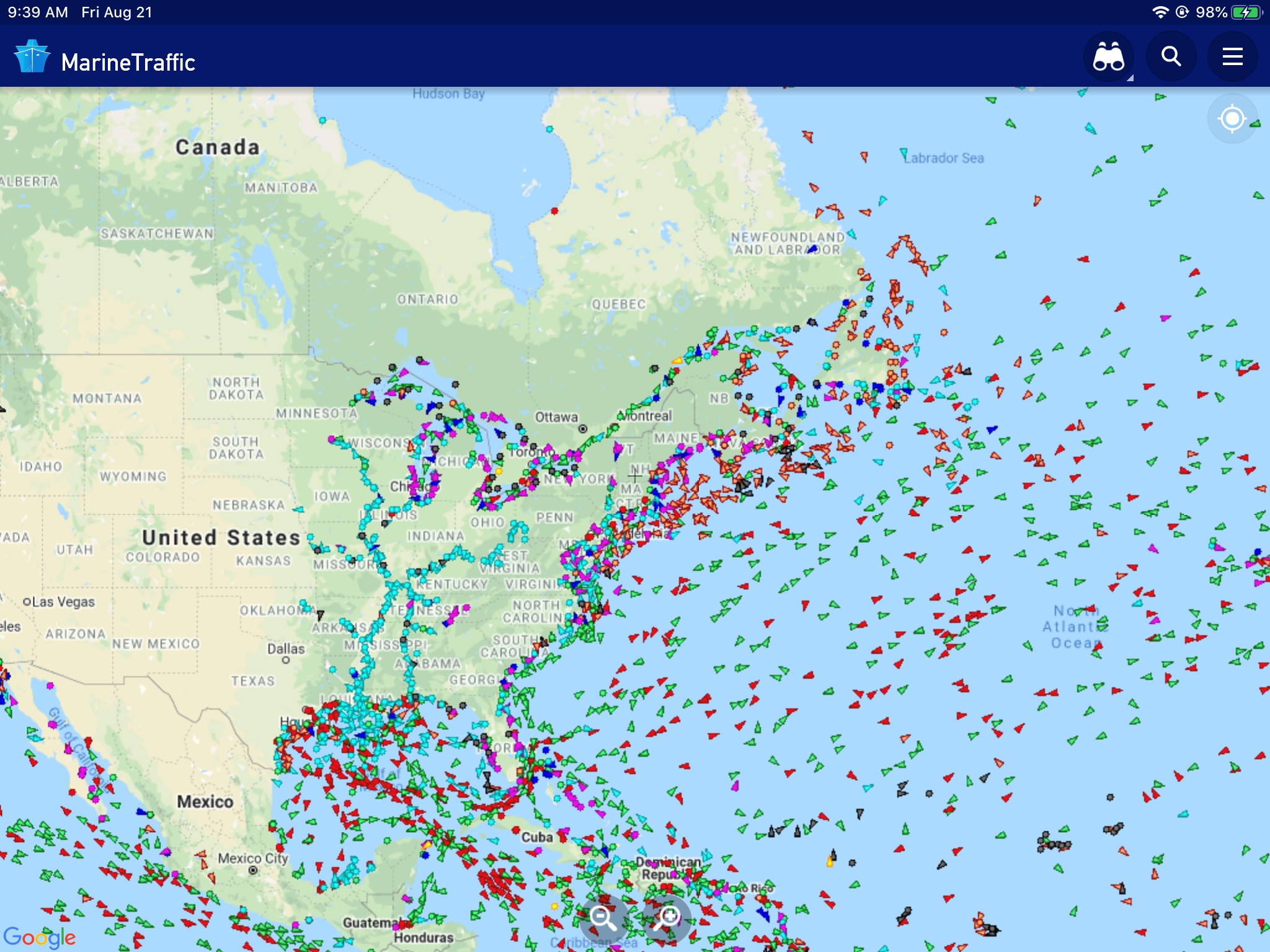 Eastern Seaboard on the USA