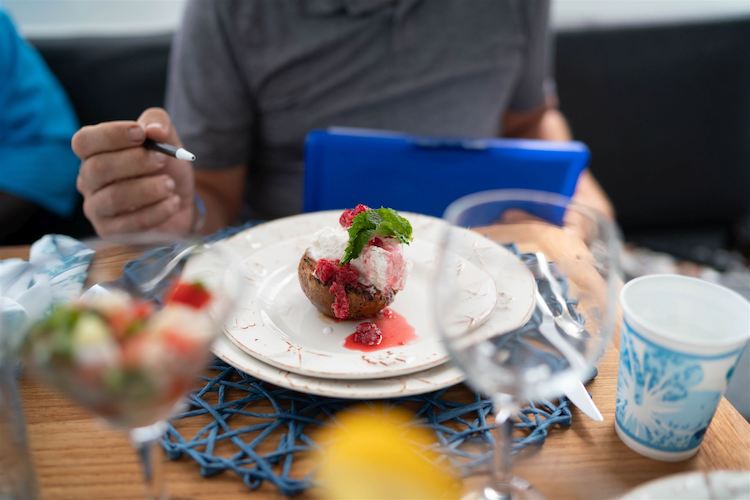 Rasberry ice cream in pastry with mint in dessert competition at USVI Charter Yacht Show 2020