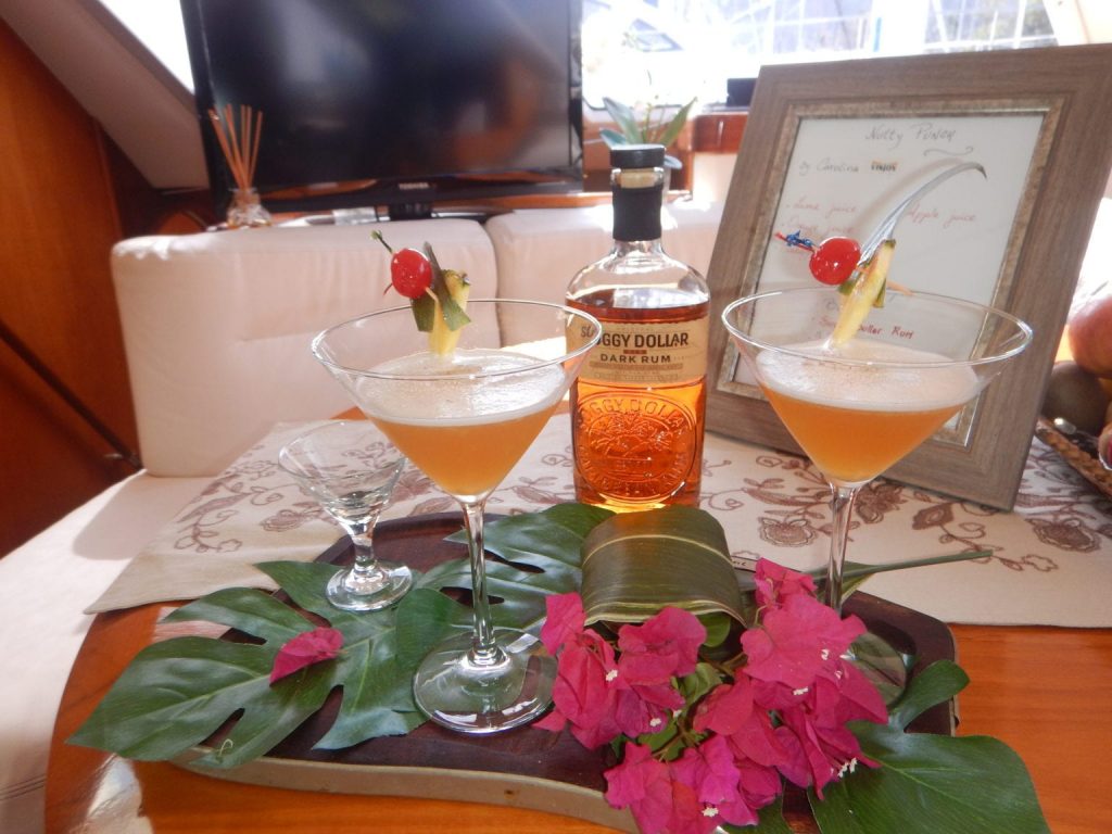 Cocktails aboard charter yacht 57' VISION catamaran in the BVIs - best crew!