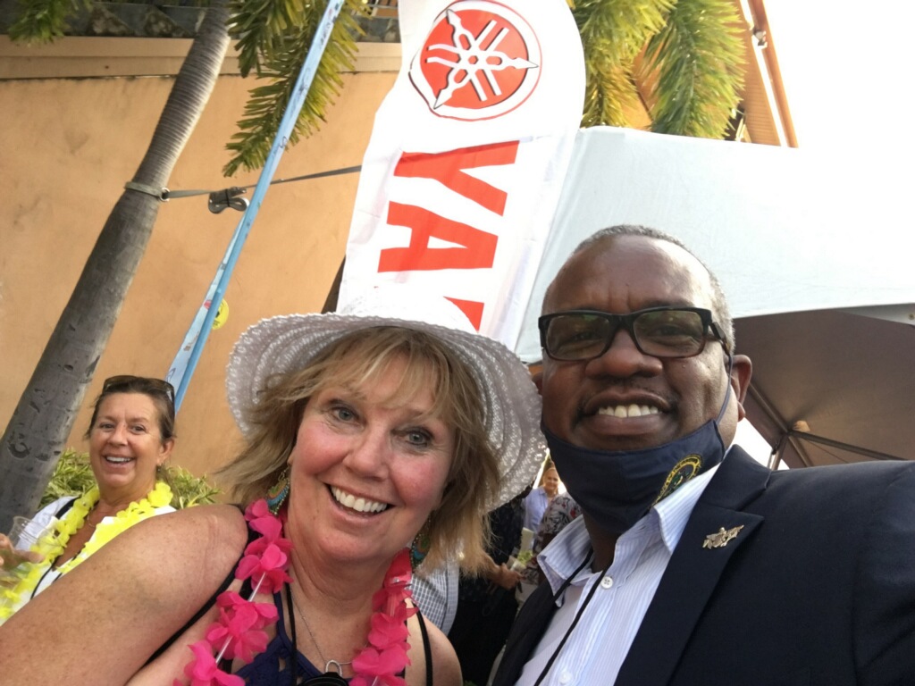 Carol Kent meets the Governor of the United States Virgin Islands, Albert Bryan, Jr. at the USVI Yacht Charter Show 2022