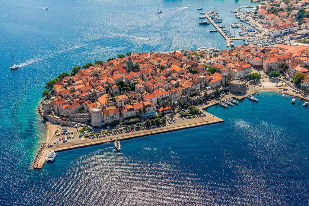 Korcula, Croatia seen from above