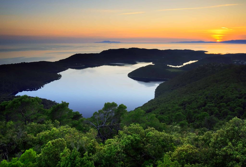 Mljet, Croatia sunset on the water