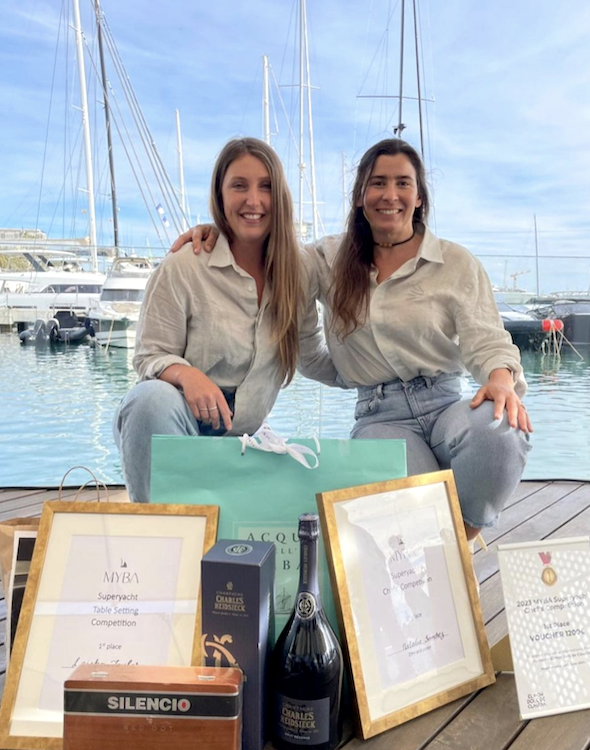 Natalia Sanchez chef with crewmate from 78ft VIVA LA VIDA with Awards 1st place for Chefs Competition and Table Setting