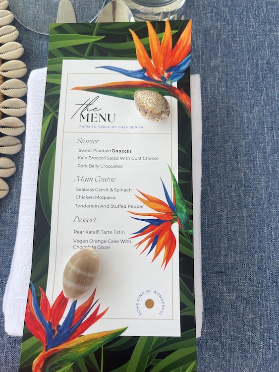 Chef Benita's menu from S/Y SOME KIND OF WONDERFUL, Runner UP for Best Crew at the USVI Yacht Charter Show 2024. Photo by Mango Media