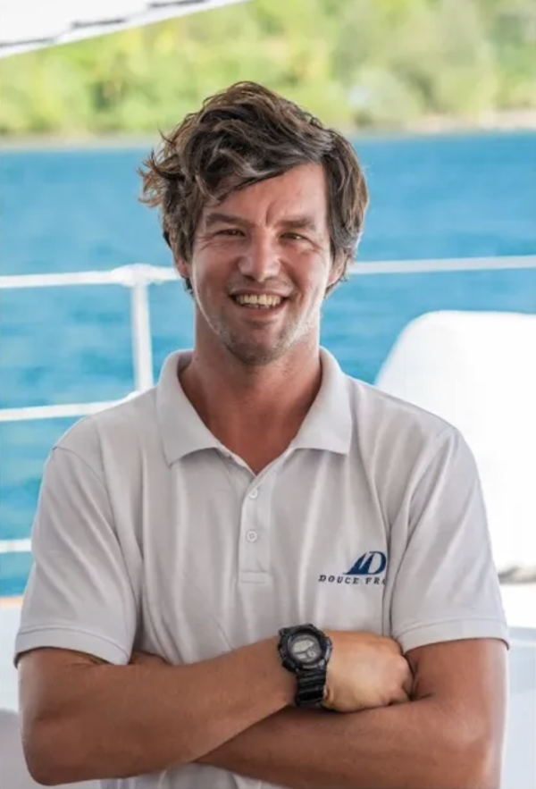 Captain Emile De Moor of the 138ft schooner sailing catamaran DOUCE FRANCE