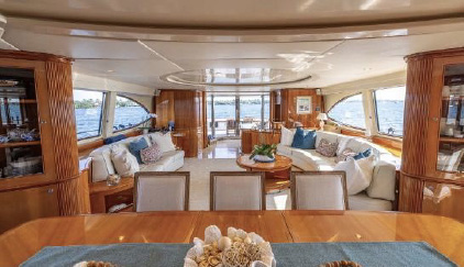 Lounge on 99ft Miaora luxury motor yacht LADY KATANA