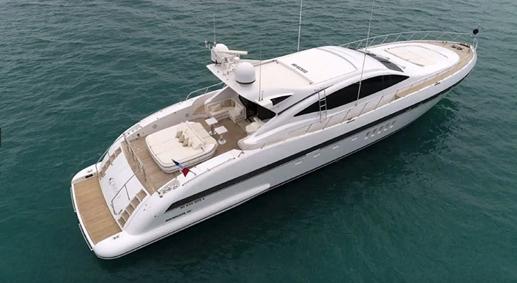 92ft Mangusta motor yacht ORION 1 operates in the Eastern Mediterranean